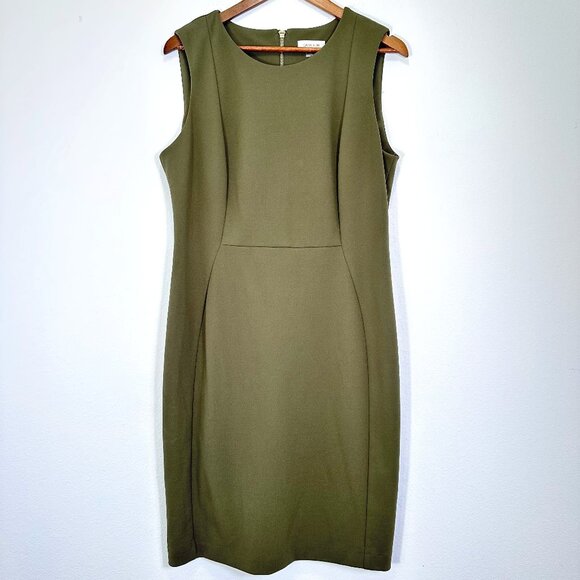 Calvin Klein Dresses & Skirts - Calvin Klein Classic Sheath Dress in Olive Green Office Career Professional 14